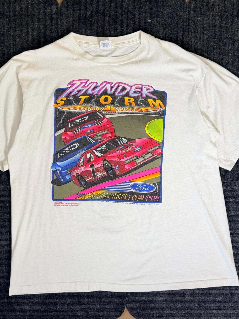 Vintage 90s 1992 Ford Thunder Storm NASCAR T-Shirt Single Stitch